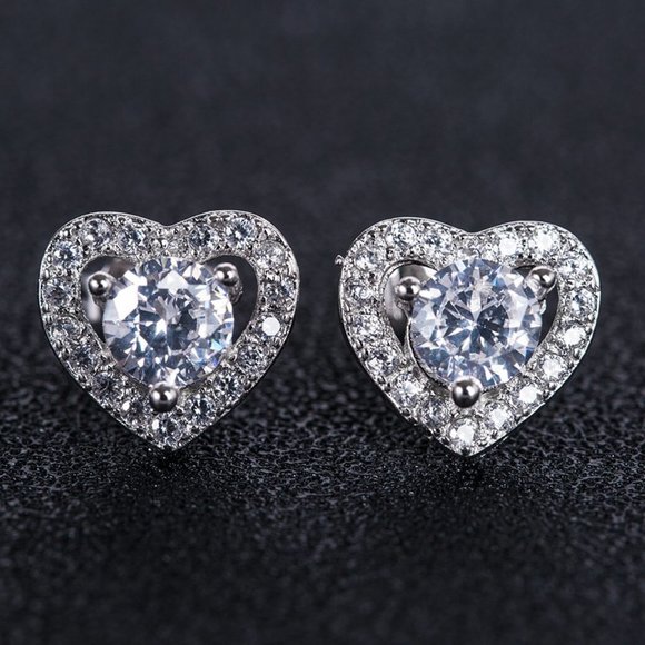✔ OFFER ACCEPT Jewelry - 💥Lovely Round Dainty Zircon Hollow Heart Earrings for Women, UNVN12424